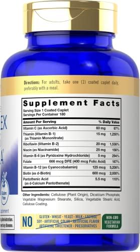 Carlyle Complejo B de Estrés con Vitamina C | 180 Tabletas | B6, B12, Folato, Biotina | Suplemento Vegetariano, No Transgénico y Sin Gluten - imagen 2