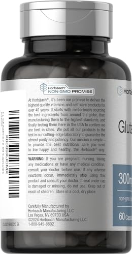 Suplemento Horbäach Glutatión 300mg | 60 Cápsulas | Reduce Formas | Libre de OGM y Gluten - imagen 3