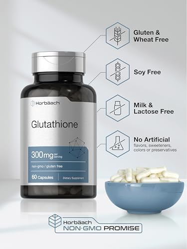 Suplemento Horbäach Glutatión 300mg | 60 Cápsulas | Reduce Formas | Libre de OGM y Gluten - imagen 5