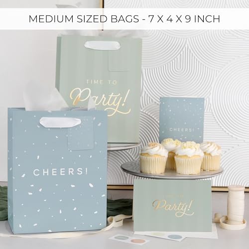 Set de 4 Bolsas de Regalo Bonitas para Cumpleaños - Tamaño Mediano de 9 con Asas, Incluye Papel de Seda, Tarjetas y Stickers - Reutilizables para - imagen 5
