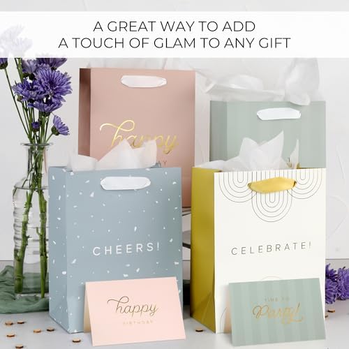 Set de 4 Bolsas de Regalo Bonitas para Cumpleaños - Tamaño Mediano de 9 con Asas, Incluye Papel de Seda, Tarjetas y Stickers - Reutilizables para - imagen 6