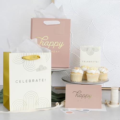 Set de 4 Bolsas de Regalo Bonitas para Cumpleaños - Tamaño Mediano de 9 con Asas, Incluye Papel de Seda, Tarjetas y Stickers - Reutilizables para - imagen 8