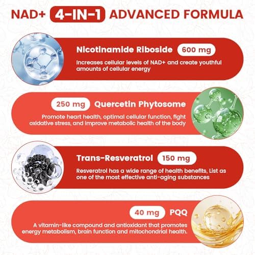 Suplemento de NAD NIUSISE, Líquido de NAD+ 1000mg, Fórmula Mejorada con PQQ, Nicotinamida Ribósido y Resveratrol, Apoyo Avanzado Antienvejecimiento - imagen 4