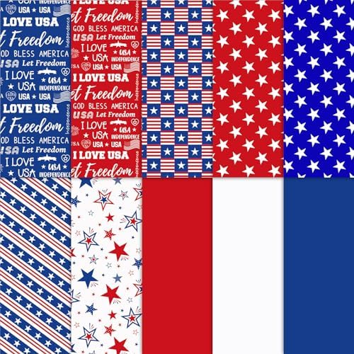 Papel de Regalo Patriótico SANNIX 100 Hojas 4 de Julio Rojo, Azul y Blanco con Estrellas para Decoración de Fiestas y Manualidades 19.7 × 13.8 - imagen 1