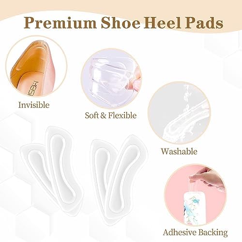 EACOZY Agarraderas para Tacones, Inserciones Transparentes para Zapatos, Almohadillas para Talones para Hombres y Mujeres, 5 Paquetes - imagen 4