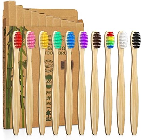 Cepillos de Dientes de Bambú Sumshy en 10 Colores Vibrantes | Cerdas Suaves Sin BPA | Eco-Friendly y Biodegradables | Cepillo de Madera Natural - - imagen 1