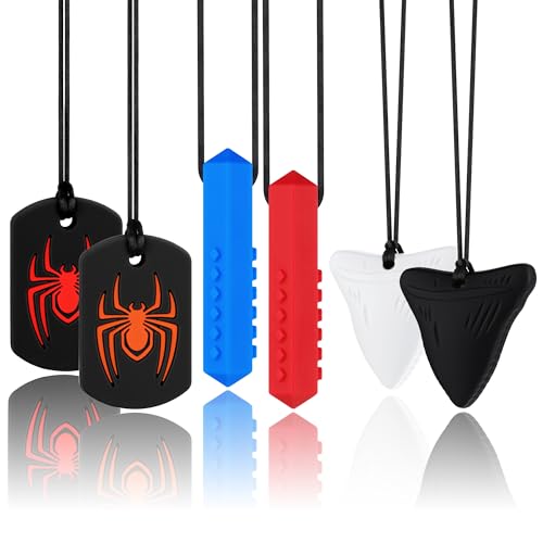 Collares Masticables para Niños Sensibles, Pack de 6 Collares de Silicón para Masticar, Ayudas Sensoriales para Autismo, TDAH y Necesidades Especiales - imagen 1