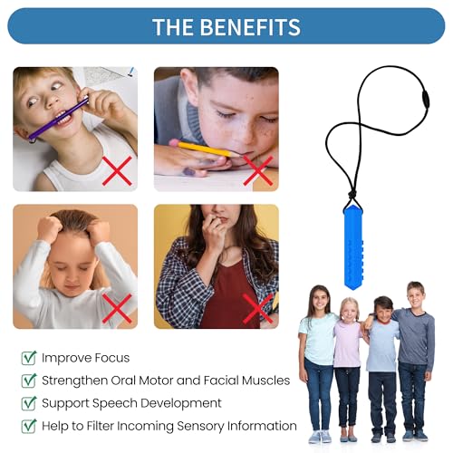 Collares Masticables para Niños Sensibles, Pack de 6 Collares de Silicón para Masticar, Ayudas Sensoriales para Autismo, TDAH y Necesidades Especiales - imagen 2