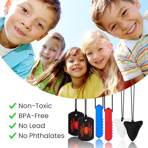 Collares Masticables para Niños Sensibles, Pack de 6 Collares de Silicón para Masticar, Ayudas Sensoriales para Autismo, TDAH y Necesidades Especiales - imagen 5