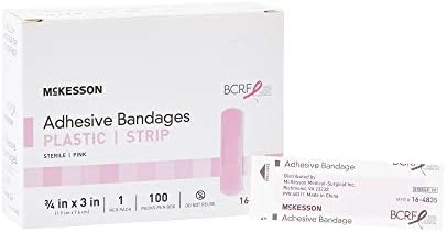 Curitas Adhesivas McKesson, Estériles, Tela, Rosa, 3/4 in x 3 in, 100 Piezas, 1 Paquete - imagen 1