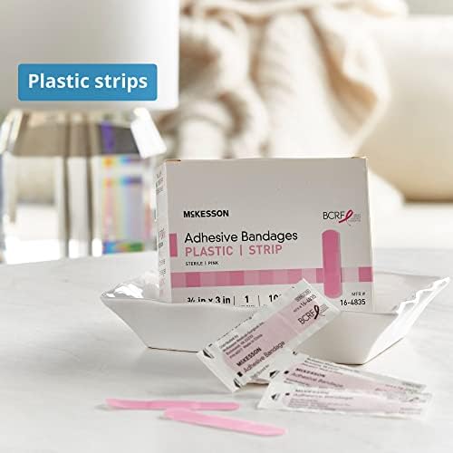 Curitas Adhesivas McKesson, Estériles, Tela, Rosa, 3/4 in x 3 in, 100 Piezas, 1 Paquete - imagen 2