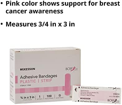 Curitas Adhesivas McKesson, Estériles, Tela, Rosa, 3/4 in x 3 in, 100 Piezas, 1 Paquete - imagen 4