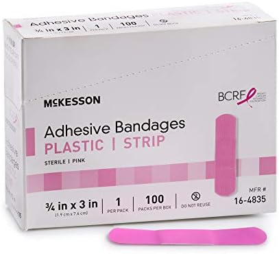 Curitas Adhesivas McKesson, Estériles, Tela, Rosa, 3/4 in x 3 in, 100 Piezas, 1 Paquete - imagen 6