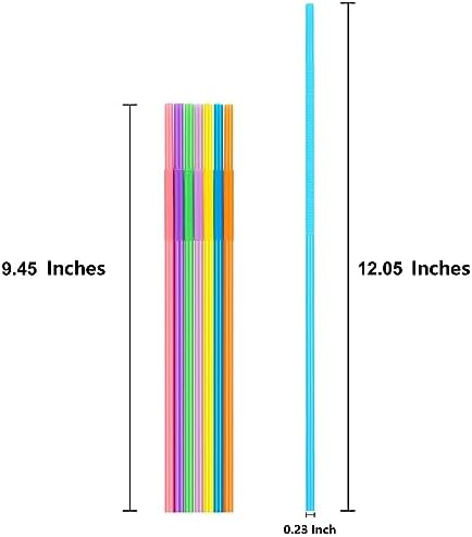 300 Piezas de Popotes de Plástico Flexibles y Coloridos, Desechables y Envueltos Individualmente, 9.45 de Largo y 0.23'' de Diámetro, Sin BPA - imagen 2