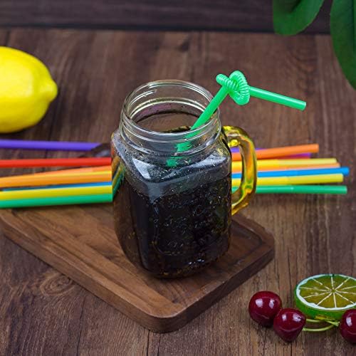 300 Piezas de Popotes de Plástico Flexibles y Coloridos, Desechables y Envueltos Individualmente, 9.45 de Largo y 0.23'' de Diámetro, Sin BPA - imagen 5