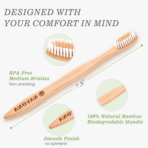 Paquete de 30 Cepillos de Dientes de Bambú Navona, Cerdas Suaves Medias, Eco-Amigables, Reutilizables, Caja de Dos Cepillos de Viaje - imagen 3