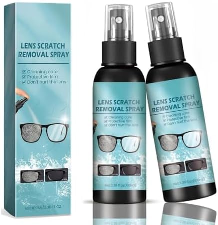 Kit de 2 piezas de spray removedor de rayones, herramienta de reparación para gafas y lentes de sol, incluye líquidos de limpieza y pulido. - imagen 1