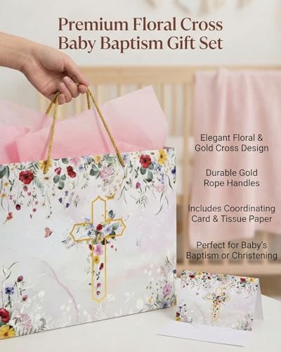 Set de Bolsas de Regalo GFInYHM 13 con Flores Silvestres Doradas, Tarjeta de Felicitación y Papel de Seda para Comuniones, Bautizos y Bodas - imagen 3