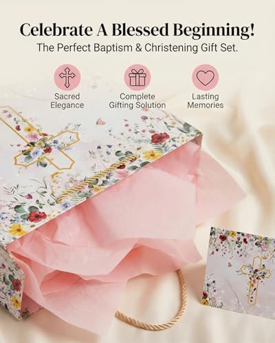 Set de Bolsas de Regalo GFInYHM 13 con Flores Silvestres Doradas, Tarjeta de Felicitación y Papel de Seda para Comuniones, Bautizos y Bodas - imagen 4