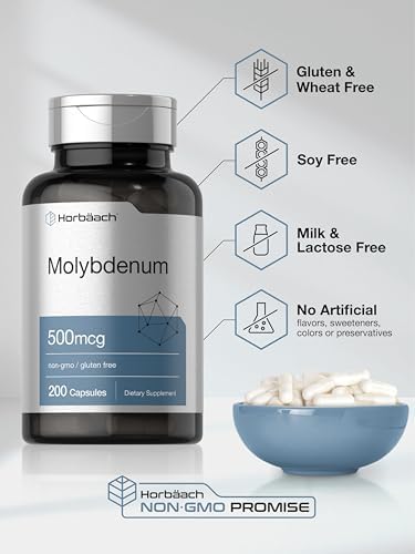Suplemento de Molybdeno Horbaach | 500 mcg | 200 Cápsulas | Quelato de Aminoácidos | Sin OGM, Libre de Gluten - imagen 5