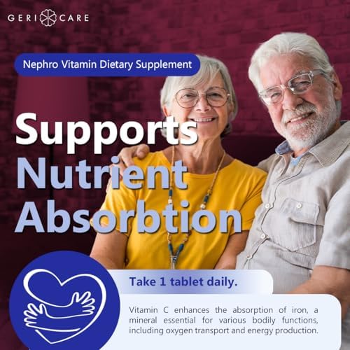 Tabletas GeriCare Nephro de Vitamina C y Complejo B, 100 piezas – Apoyo diario para la salud renal y energía, refuerzo del sistema inmunológico, - imagen 7
