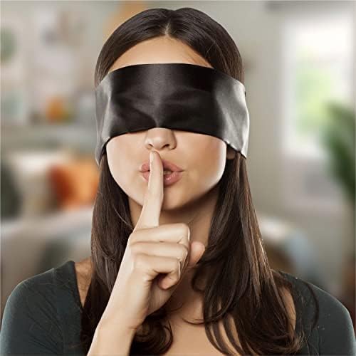 Máscara de Seda Satinada Lang - 2 Piezas, Antifaz para Dormir Suave, Regalo de San Valentín, 155 cm / 62” (2 Piezas Negras) - imagen 4