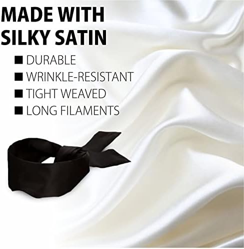 Máscara de Seda Satinada Lang - 2 Piezas, Antifaz para Dormir Suave, Regalo de San Valentín, 155 cm / 62” (2 Piezas Negras) - imagen 7