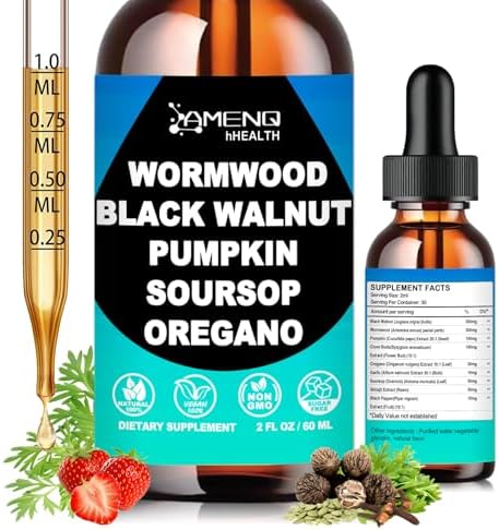Limpiador de Ajenjo, Nuez Negra y Clavo para Humanos - Gotas Líquidas, Suplemento Digestivo con Clavo, Orégano, Guanábana y Calabaza, 2 fl oz - imagen 1