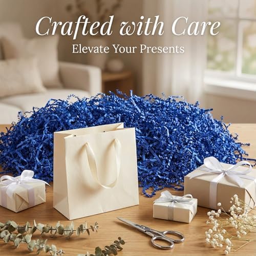 Sukh Papel Cortado en Rizos - Relleno de Confeti para Cestas Decorativas en Pascua, Acción de Gracias, Halloween, Bodas y Cumpleaños 5OZ Azul - imagen 2