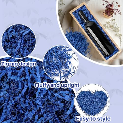 Sukh Papel Cortado en Rizos - Relleno de Confeti para Cestas Decorativas en Pascua, Acción de Gracias, Halloween, Bodas y Cumpleaños 5OZ Azul - imagen 4