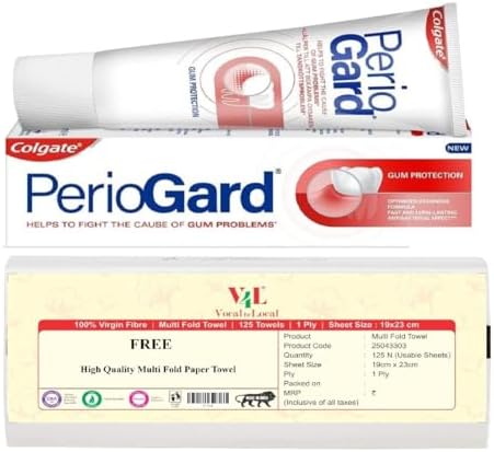 Pasta de Dientes Colgate PerioGard Protección de Encías 90g + Toallas de Papel Multicapa V4L 125 Hojas Gratis - imagen 1