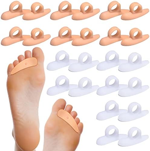 Nuanchu 12 Pairs de Almohadillas para Dedo en Martillo, Corrector y Separadores de Gel para Alivio del Dolor en Mujeres y Hombres (Durazno, Blanco) - imagen 1