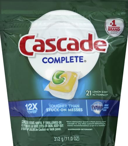 Cascade Complete ActionPacs, Cápsulas de Detergente para Lavavajillas, Limón, 21 Piezas - imagen 1
