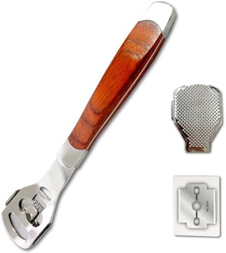 Raspador de Piel Dura para Pies con Mango de Madera - Removedor de Callos con 10 Cuchillas Incluidas - imagen 1