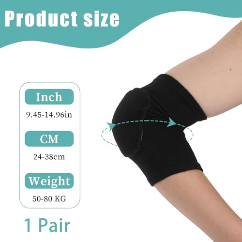 Par de Almohadillas para Brazos, Protectores de Codo con Espuma Acolchada Transpirable, Faja de Compresión para Volleyball, Baloncesto y Tenis (Negro) - imagen 3