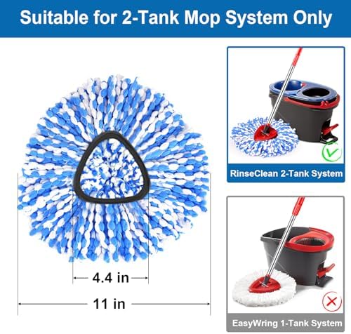 Paquete de 4 Cabezas de Repuesto para Mopas, Cabeza de Reemplazo para Sistema de 2 Tanques, Microfibra Lavable, Ideal para Limpiar Pisos Duros - imagen 2