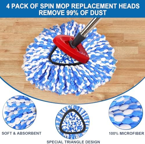 Paquete de 4 Cabezas de Repuesto para Mopas, Cabeza de Reemplazo para Sistema de 2 Tanques, Microfibra Lavable, Ideal para Limpiar Pisos Duros - imagen 3