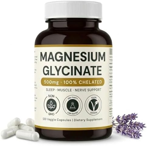 Glicinato de Magnesio - 500mg, 120 Cápsulas, Suministro para 4 Meses, Apoya el Alivio del Estrés, Sueño, Salud del Corazón, Nervios, Músculos, - imagen 1