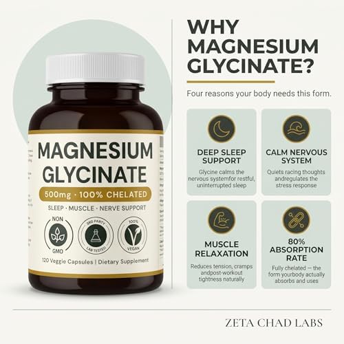 Glicinato de Magnesio - 500mg, 120 Cápsulas, Suministro para 4 Meses, Apoya el Alivio del Estrés, Sueño, Salud del Corazón, Nervios, Músculos, - imagen 3
