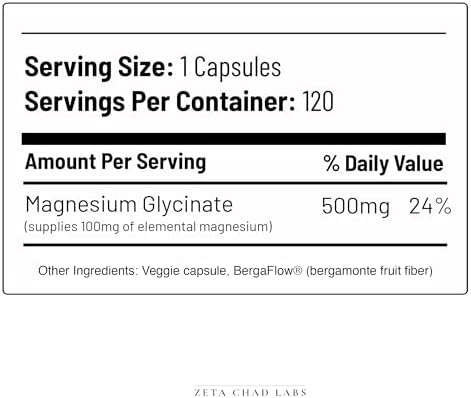 Glicinato de Magnesio - 500mg, 120 Cápsulas, Suministro para 4 Meses, Apoya el Alivio del Estrés, Sueño, Salud del Corazón, Nervios, Músculos, - imagen 8