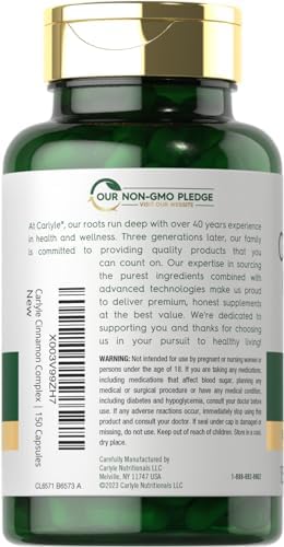 Cápsulas Carlyle Ceylon Cinnamon Complex con Gymnema y Morera | 150 Cápsulas | Suplemento No GMO, Libre de Gluten - imagen 3