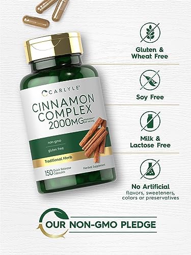 Cápsulas Carlyle Ceylon Cinnamon Complex con Gymnema y Morera | 150 Cápsulas | Suplemento No GMO, Libre de Gluten - imagen 5
