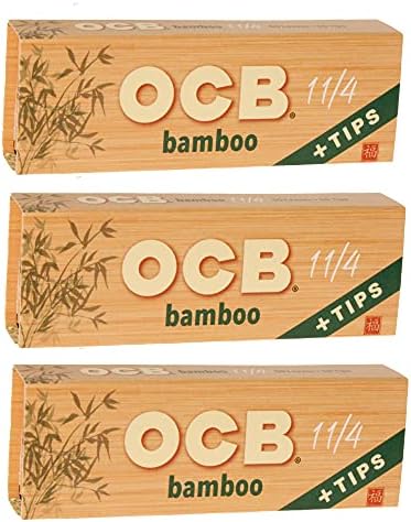 Papel para enrollar OCB de bambú 1 1/4 con tips - 3 libretas de 50 hojas cada una - imagen 1