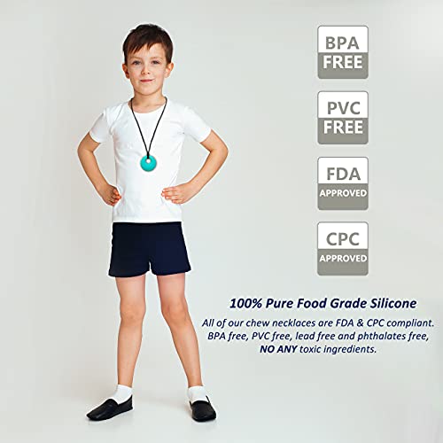 Collares Masticables para Niños Sensoriales, Paquete de 4 Collares de Silicón para Niños y Niñas con Autismo, TDAH y Ansiedad, Juguetes Masticables - imagen 4