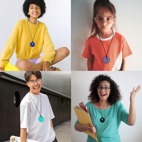 Collares Masticables para Niños Sensoriales, Paquete de 4 Collares de Silicón para Niños y Niñas con Autismo, TDAH y Ansiedad, Juguetes Masticables - imagen 7