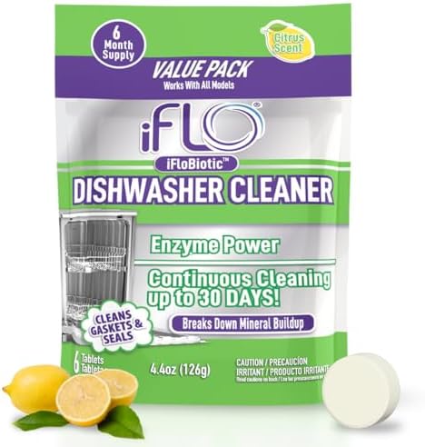 Tabletas Limpiadoras para Lavavajillas iFLO con iFLObiotic – Limpieza Profunda y Desodorante para Eliminar Olores, Remover Residuos y Frescar, - imagen 1