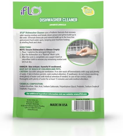 Tabletas Limpiadoras para Lavavajillas iFLO con iFLObiotic – Limpieza Profunda y Desodorante para Eliminar Olores, Remover Residuos y Frescar, - imagen 2