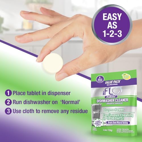 Tabletas Limpiadoras para Lavavajillas iFLO con iFLObiotic – Limpieza Profunda y Desodorante para Eliminar Olores, Remover Residuos y Frescar, - imagen 4