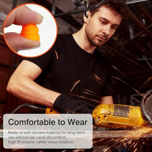 Tapones para oídos Banded para Tiro (4 Pzs, Naranja) – Protección auditiva de silicona reutilizable con banda para el cuello, reducción de ruido de - imagen 3