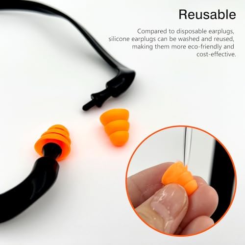 Tapones para oídos Banded para Tiro (4 Pzs, Naranja) – Protección auditiva de silicona reutilizable con banda para el cuello, reducción de ruido de - imagen 5